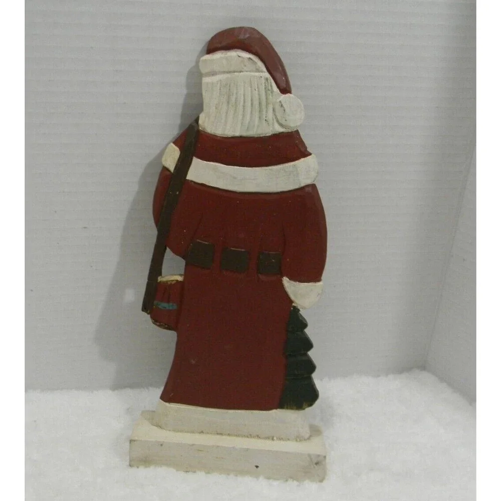 Vintage Santa Wood Carving Folk Art Primitive Father Christmas Tabletop Decor